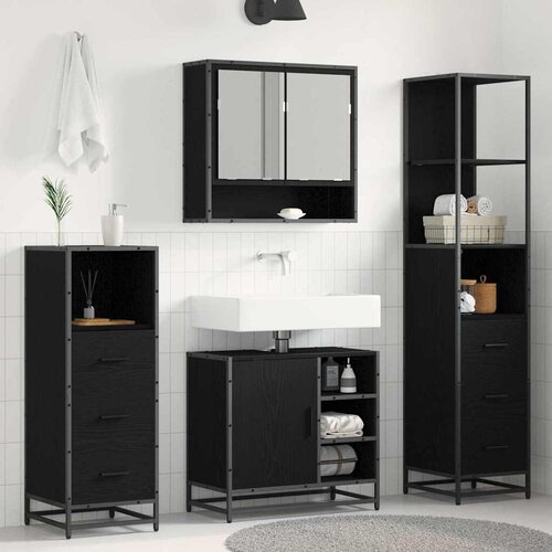 vidaXL set namještaja za kupaonicu 4 pcs crni hrast 65 x 33 x 60 cm Cene
