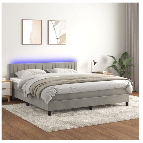  Box spring s madracem LED svjetlosivi 160x200 cm baršun Cene