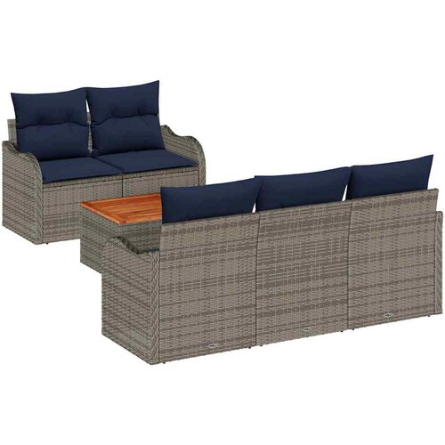 vidaXL Vrtna sedežna garnitura 6 pcs Siva Poly ratan, (5000063001) Cene