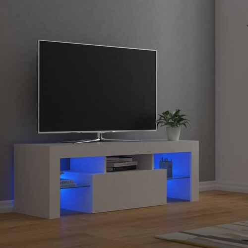 vidaXL TV omarica z LED lučkami bela 120x35x40 cm Cene
