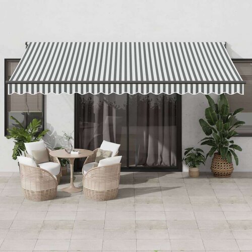 Tenda Zložljiva tenda antracit in bela 4,5x3 m blago in aluminij Slike