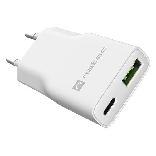 Natec RIBERA GAN SLIM MAINS CHARGER 1× USB-A + 1× USB-C 20W WHITE Cene