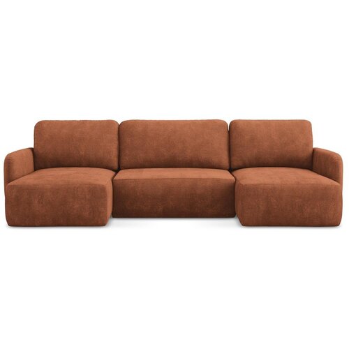 Makamii Sklopiva/s prostorom za odlaganje kutna garnitura od šenila boja terakote (u obliku slova "U") Lilo – Cijene