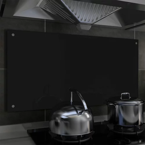 vidaXL Kuhinjska zascitna obloga crna 100x50 cm kaljeno steklo