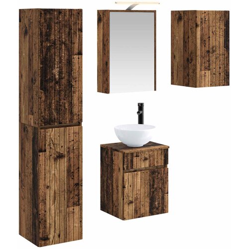  Set ormarića za kupaonicu 5 pcs Staro drvo 43 x 16 x 62,5 cm Slike