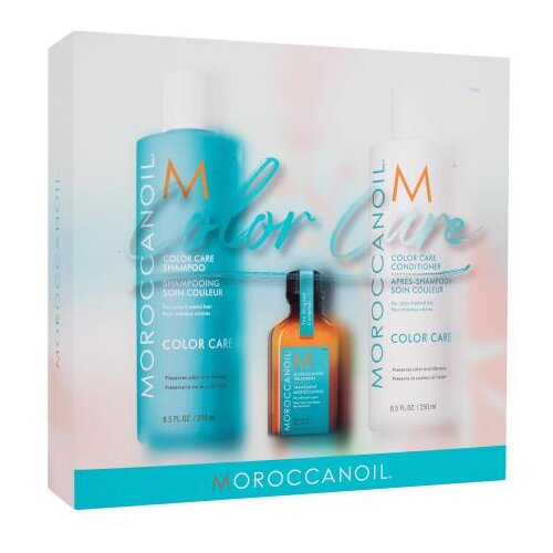 Moroccanoil Color Care set: šampon Color Care Shampoo 250 ml + balzam Color Care Conditioner 250 ml + olje za lase Treatment 25 ml + losjon za telo Body Lotion 10 ml za ženske Cene