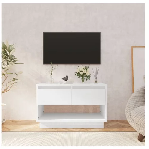  TV omarica visok sijaj bela 70x41x44 cm iverna plošča