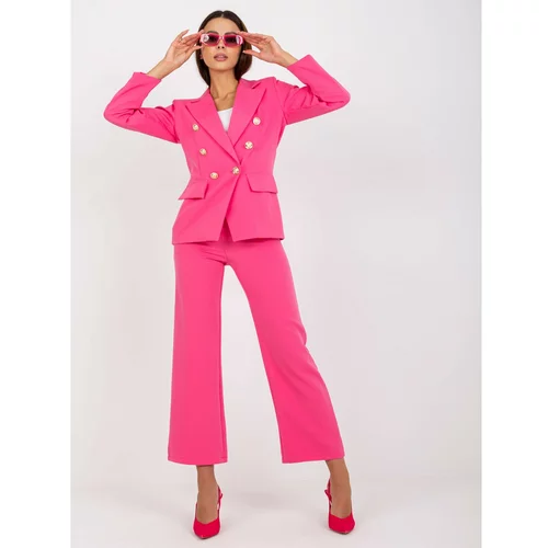 Fashion Hunters Dark pink double-breasted blazer with long sleeves