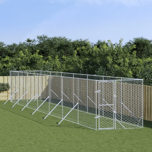 VidaXL Vanjski kavez za pse srebrni 2 x 14 x 2 m od pocinčanog čelika Slike