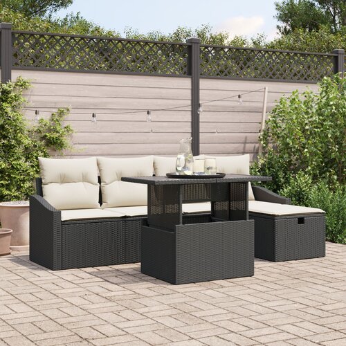 VidaXL 6-dijelni vrtni sofa set s jastučićima crni poli ratan Slike