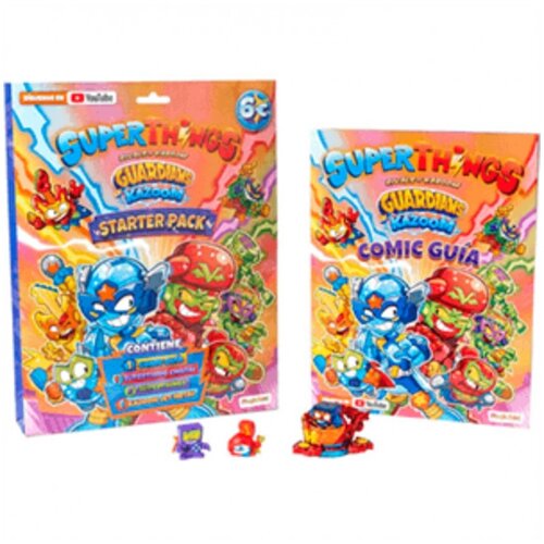 Kaboo SuperThings tekmeci m Guardians Kazoom - Starter Pack, revija, vključno s stripom z zgodovino serije + 1 Kazoom Jet s kovinskim učinkom + 3, (21551390) Slike