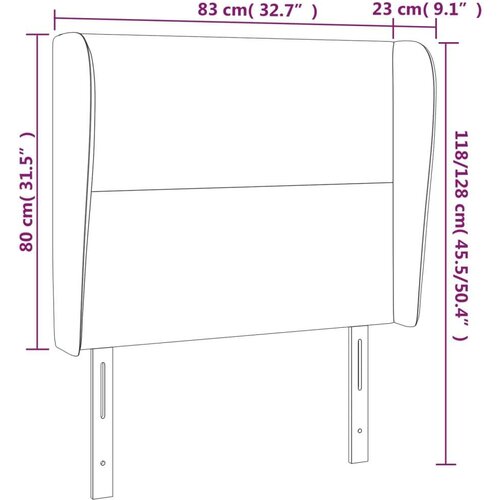  Uzglavlje s u&amp;scaron;ima tamnosivo 83 x 23 x 118/128 cm bar&amp;scaron;unasto Slike