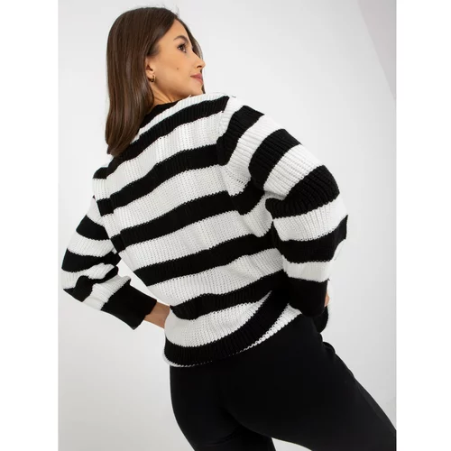 Fashion Hunters Black and white oversize sweater with RUE PARIS wool
