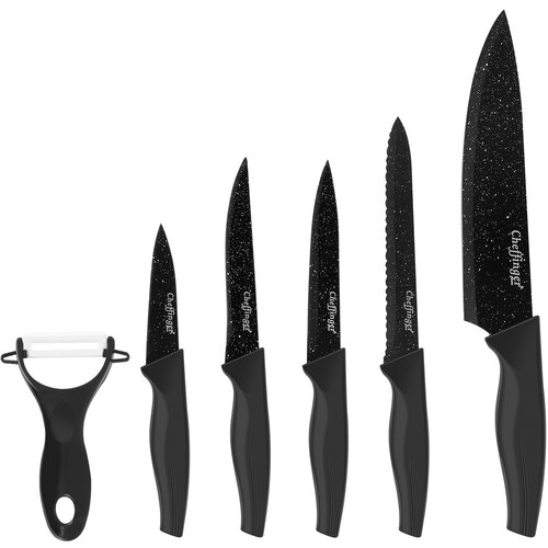 Cheffinger Set 6 nožev z rezilom iz nerjave?ega jekla in magnetno škatlo, ?rna, (21552968) Cene