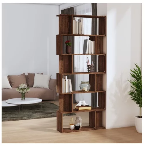  Knjižna omara/pregrada rjavi hrast 80x24x192 cm inženirski les