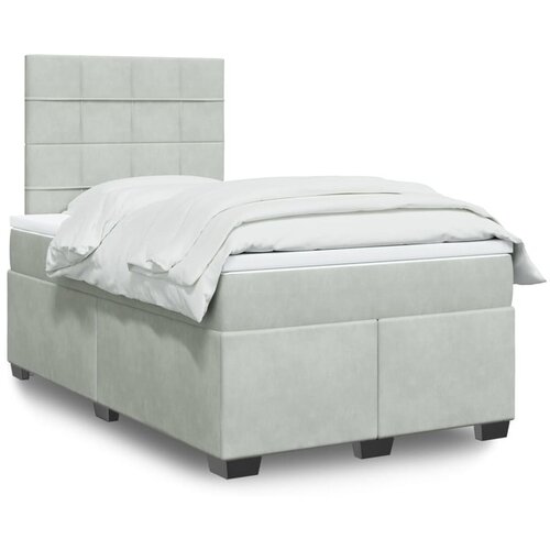 VidaXL Krevet s oprugama i madracem svjetlosivi 120x190 cm bar&amp;scaron;unasti Slike