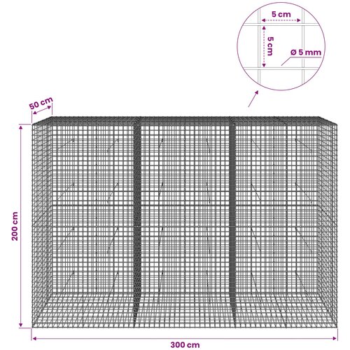  Gabion s 5 mm žicom i mrežom 5x5 cm 300x50x200 cm Slike