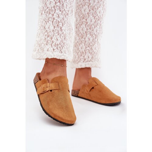 Boto Ladies Clogs and On Cork Platform With Buckle Camel Klarae Slike