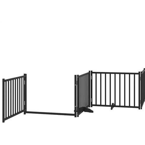  Vrata za pse s vrata&amp;scaron;cima 12 panela sklopiva 960 cm drvo topole Crna 80 x 60 x 2 cm Slike