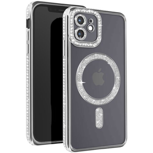 AVIZAR diamond case za iphone 12 zaščita magsafe contour strass, srebrna, (5000013750) Cene