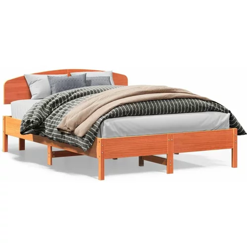  Okvir kreveta s uzglavljem voštano smeđi 150x200 cm od borovine