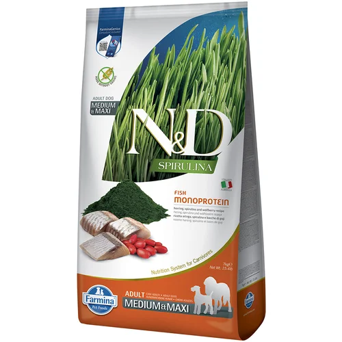 N&d Dog Spirulina Adult Medium/Maxi haringa - 2 x 7 kg