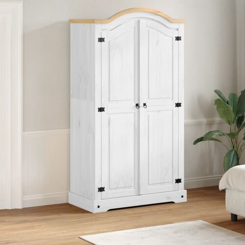 vidaXL Garderobna omara Corona bela 102x52x186 cm trdna borovina Cene