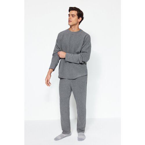 Trendyol Men&amp;#039;s Anthracite Ottoman Knitted Pajama Set Slike