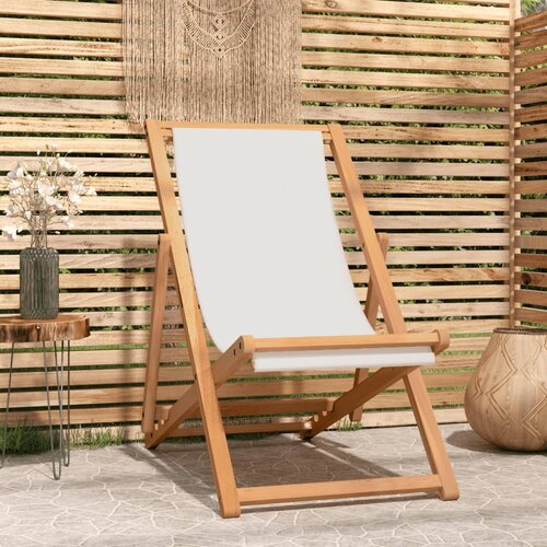 The Living Store Ležalnik iz tikovine 56x105x96 cm krem barve - Ležalnik, (21483247) Cene