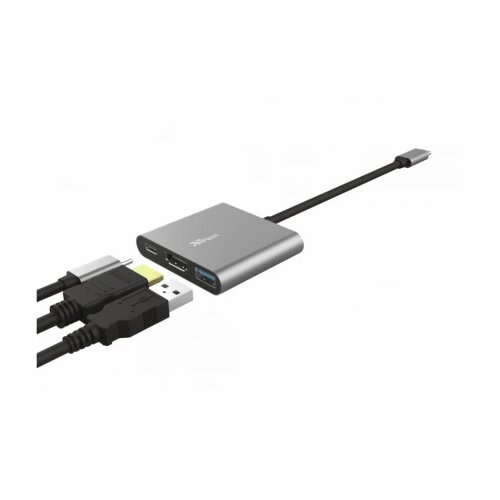 Trust Adapter DALYX USBC/3in1/Aluminjum/siva Cene