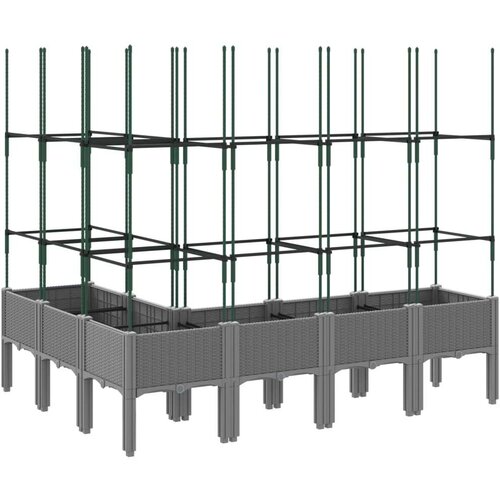  Vrtna sadilica s re&amp;scaron;etkom svjetlosiva 120x120x142 5 cm PP Slike
