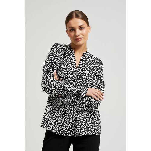 Moodo Women&amp;#039;s shirt without collar - black and white Slike