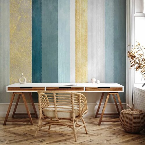 Foto tapeta - Striped pattern - abstract background in stripes in blue tones with gold pattern 450x315 Premium Slike