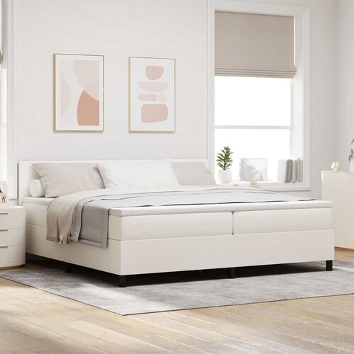  LED Box Spring Krevet s uzglavljem Krema i bijela 200 x 200 cm Cijene
