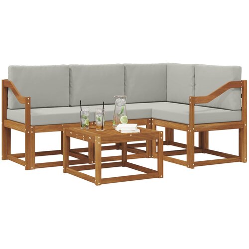  Set vanjskih sofa 5 kom. Prirodna i svjetlosiva Slike