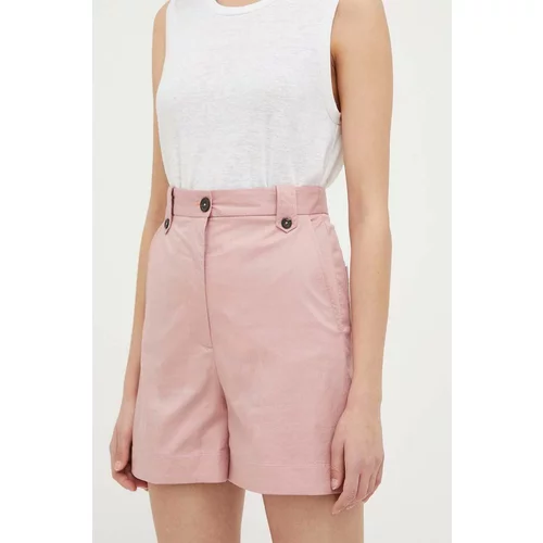 PS Paul Smith Kratke hlače za žene, boja: ružičasta, glatki materijal, visoki struk