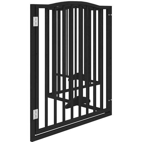  Vrata za pse s vrata&amp;scaron;cima 4 panela sklopiva 320 cm drvo topole Crna 80 x 90 x 2 cm Slike