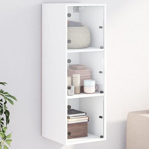 vidaXL Stenska omarica s steklenimi vrati bela 35x37x100 cm Cene