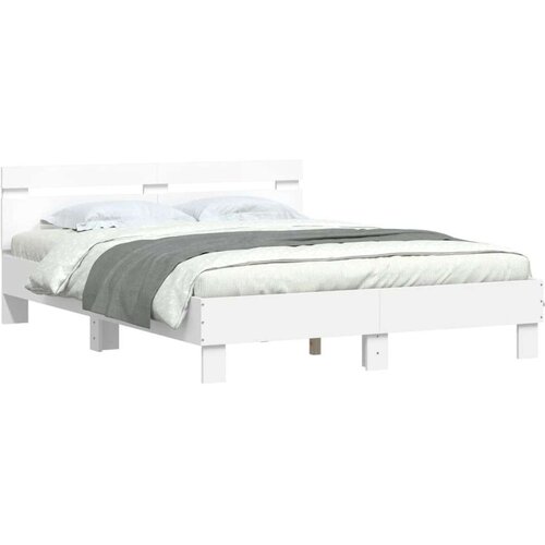 VidaXL Okvir za krevet s uzglavljem i LED bijeli 140 x 200 cm Slike