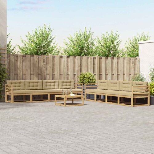  Set vanjskih sofa 9 pcs Bijela i bež 79 x 79 x 37 cm Poliester Cene