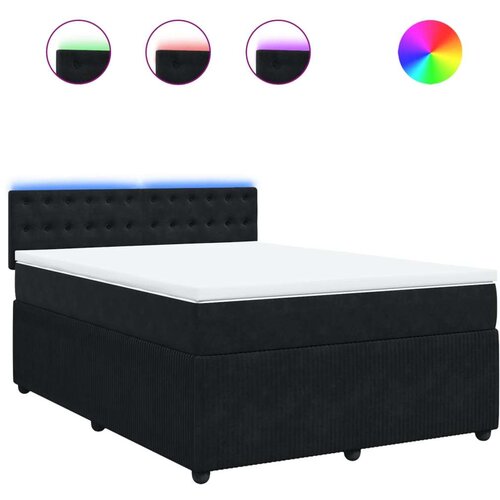 VidaXL Krevet s oprugama i madracem crni 140 x 190 cm bar&amp;scaron;unasti Slike