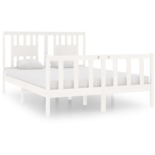 Maison Chic Posteljni okvir - Dvoposteljna postelja - Zakonska postelja bel iz trdnega lesa 140x190 cm-J10137, (21760407) Slike