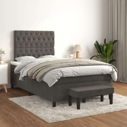 Box spring krevet s madracem tamnosivi 120 x 200 cm baršunasti Cijene