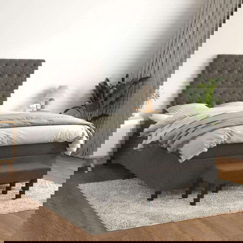 Box spring krevet s madracem tamnosivi 120 x 200 cm bar&amp;scaron;unasti Slike