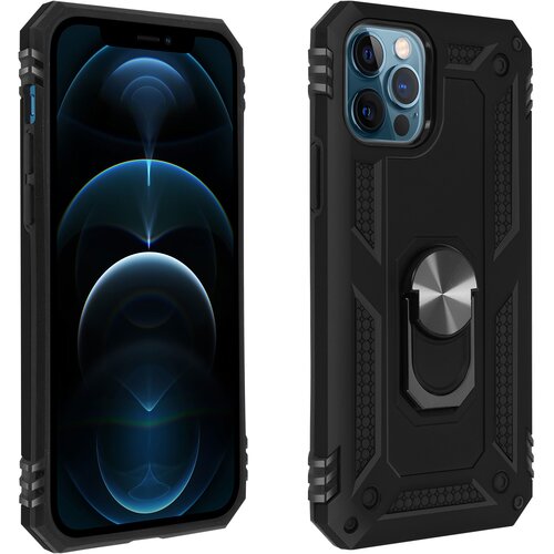 AVIZAR Ovitek za iPhone 12 / 12 Pro, odporen na udarce, s kovinskim nosilnim obrocem - crn, (20626277) Cene