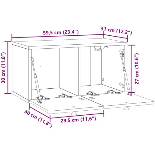  ormar za zid 59,5 x 31 x 30 cm Siva Sonoma Konstruirano drvo Slike