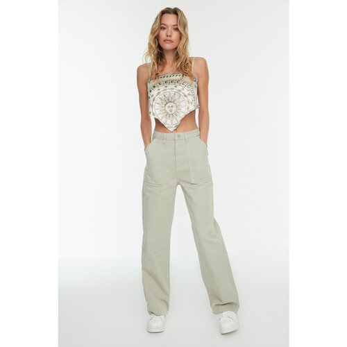 Trendyol Stone Pocket Detailed High Waist 90&amp;#039;s Wide Leg Jeans Slike