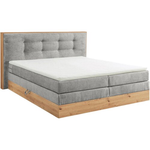 Livetastic postelja boxspring 180 cm x 200 cm , les, tekstil, leseni material svetlo siva Slike