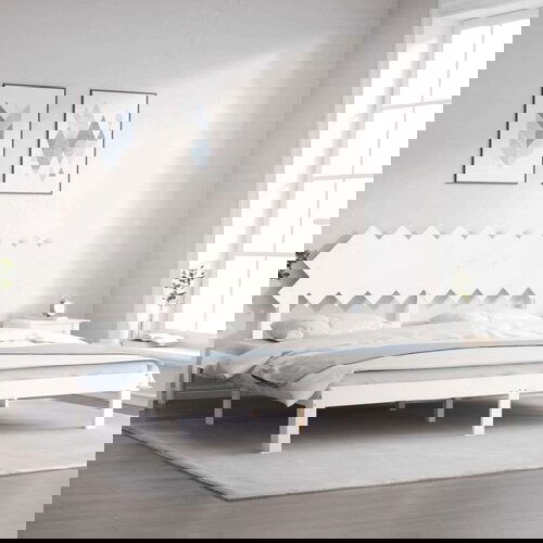  Za krevet s uzglavljem bijeli 200x200 cm od masivnog drva Cene