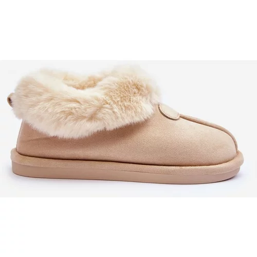 Kesi Women's slippers with fur, light beige Rope
